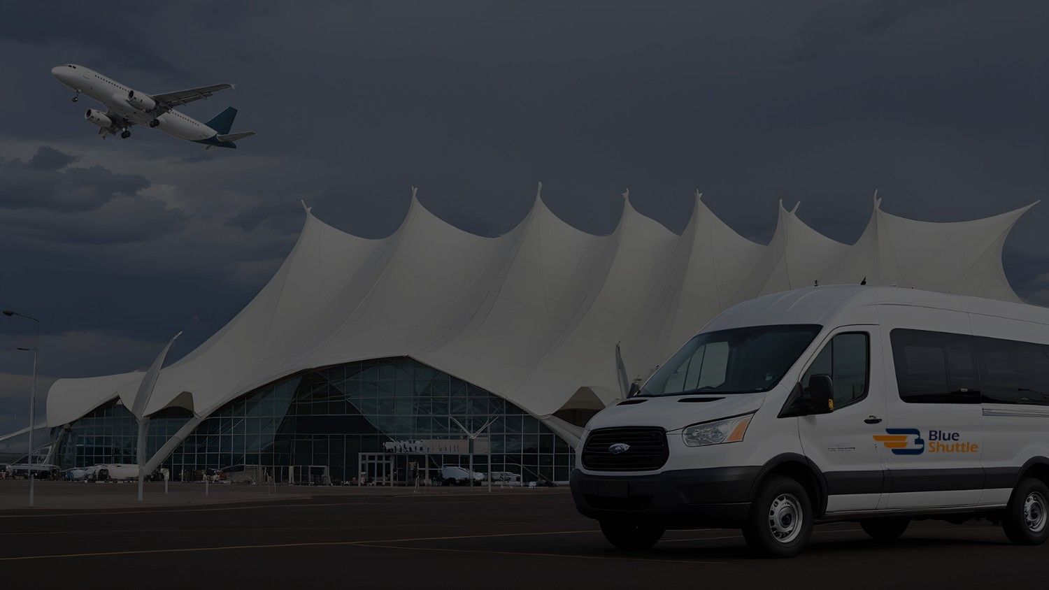 Blue Shuttle Van banner background image